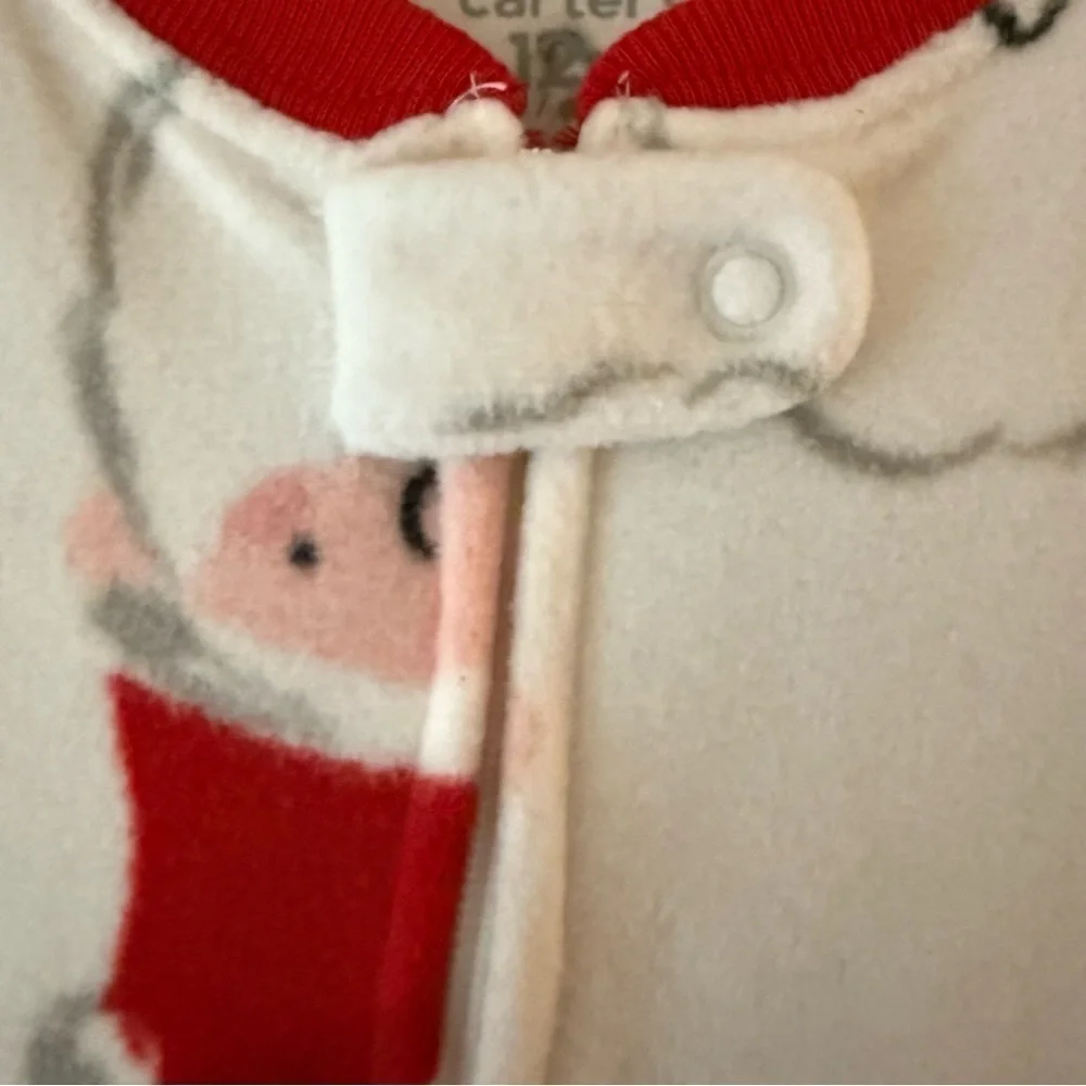 NWT Carters Christmas Santa Clause soft fleece sleeper size 12 months